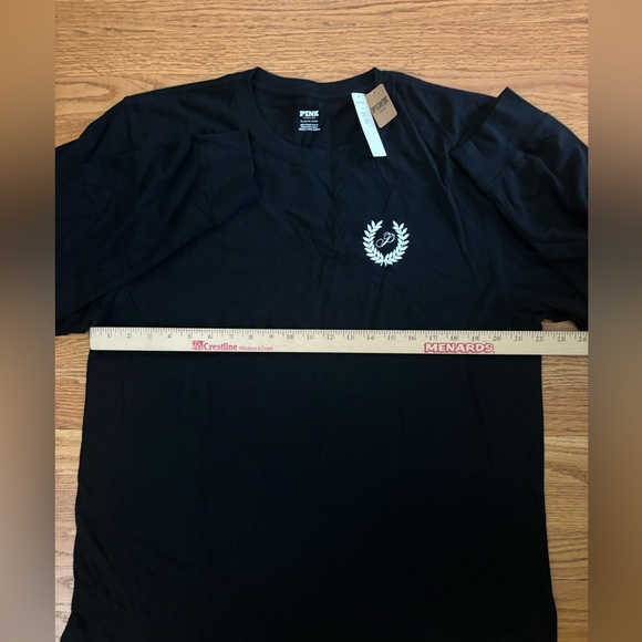 Victoria’s Secret PINK Tee Women’s XL Black Long Sleeve Campus Tshirt Casual New - Picture 4 of 5